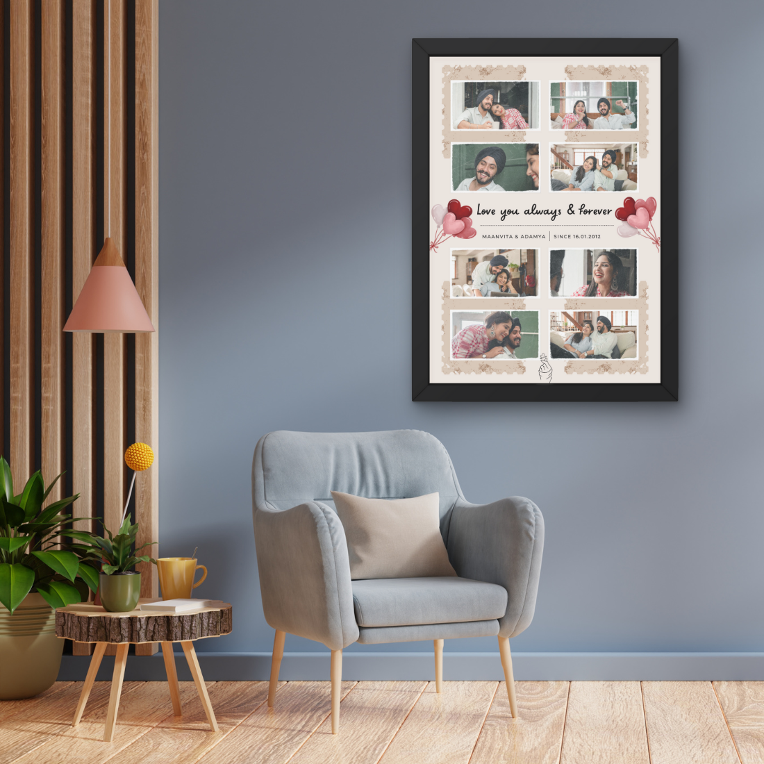 "Personalized Couple Photo Collage Frame - Custom Love & Relationship Memories Gift"