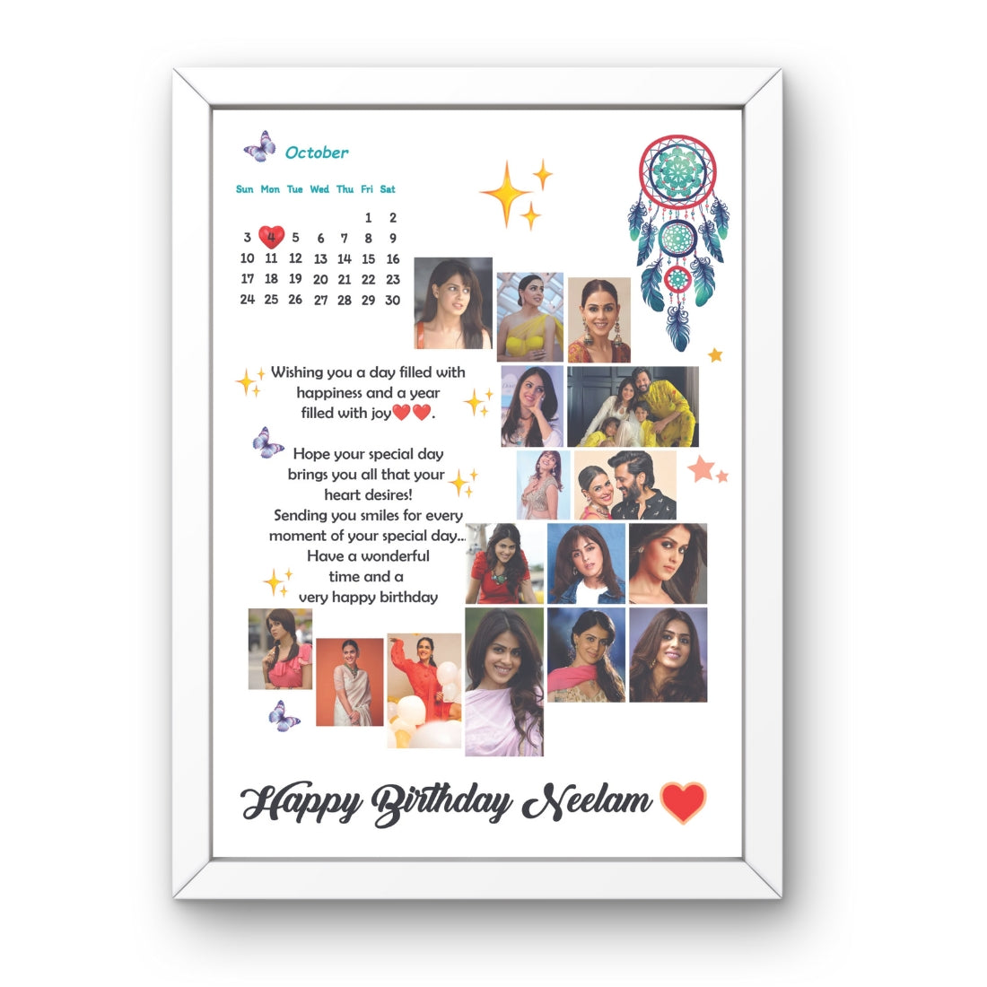 Personalized Moon Photo Collage With Calendar Date & Message- Customizable for Any Special Occasion!