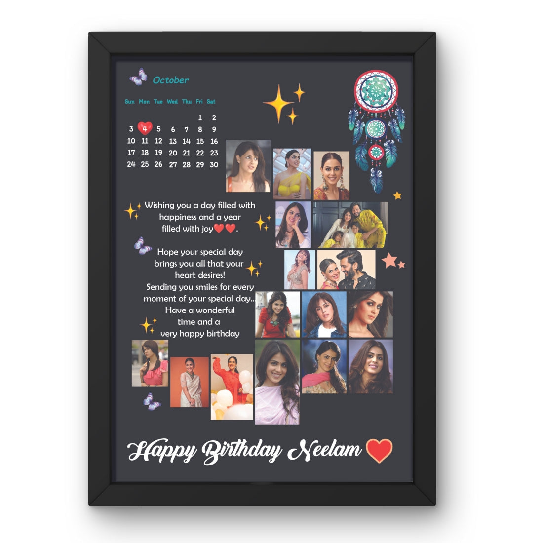 Personalized Moon Photo Collage With Calendar Date & Message- Customizable for Any Special Occasion!