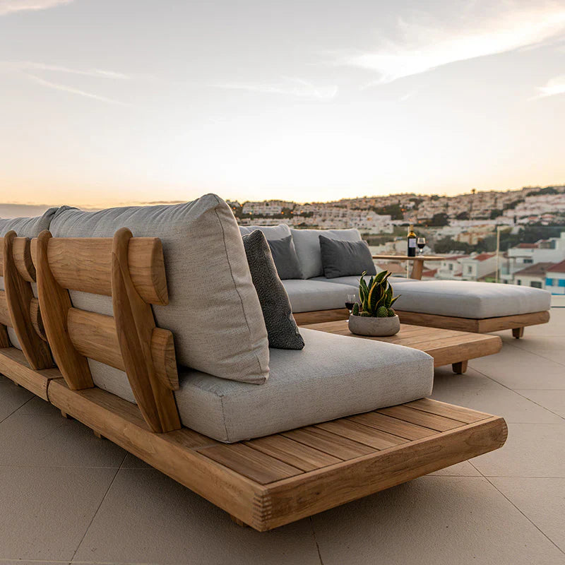 Furn Mela 7-Seater Outdoor Sofa Set in Solid Sheesham Wood with Coffee Table – Classic L-Shaped Design