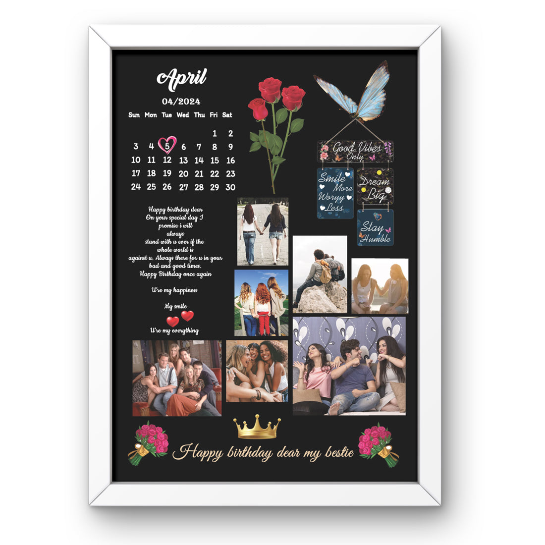Personalized Viral Photo Collage With Calendar Date & Message- Customizable for Any Special Occasion