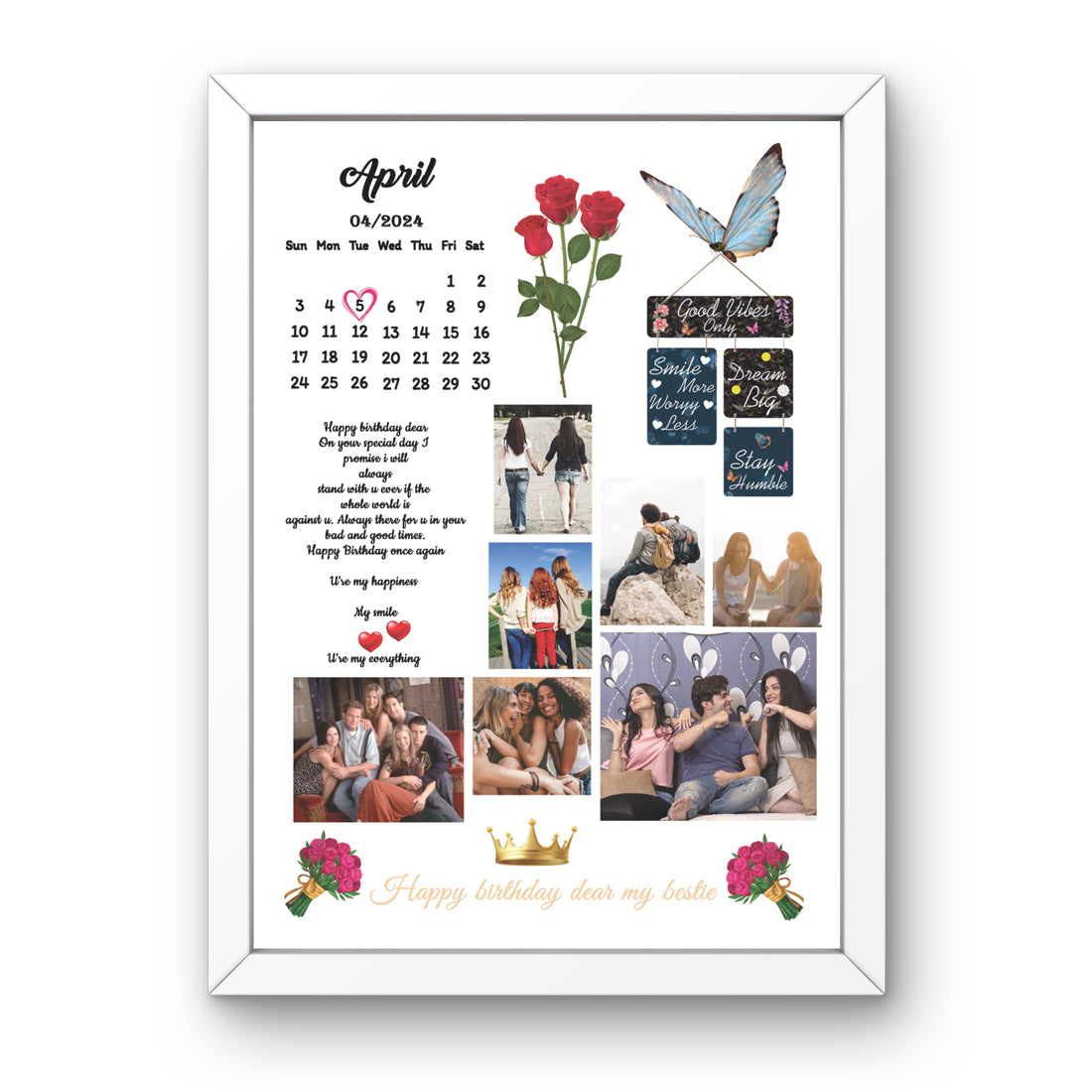 Personalized Viral Photo Collage With Calendar Date & Message- Customizable for Any Special Occasion