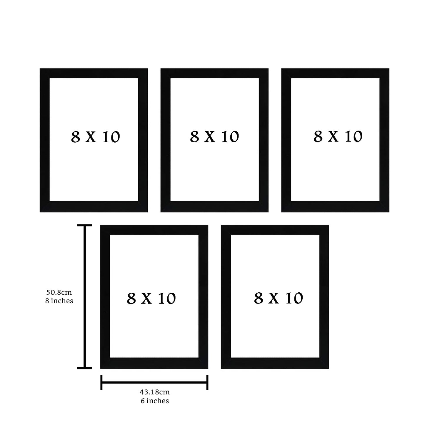 Personalized 5-in-1 Vertical Collage Photo Frame Set for Wall Decor – Black Finish (5 Photos, 8x10 inch)