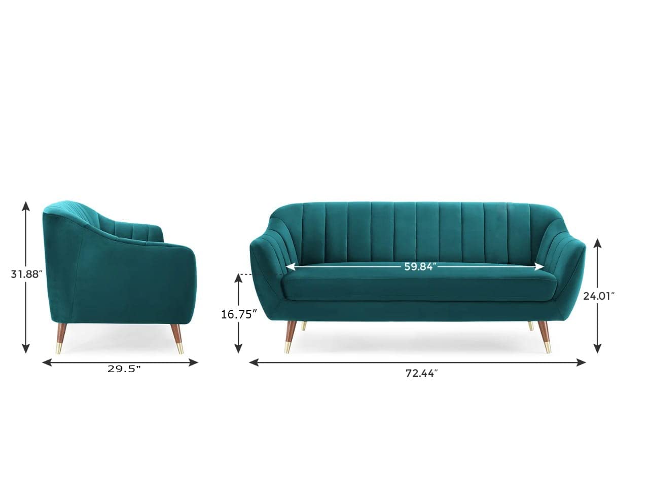 "Modern Teal Velvet Sofa – Stylish & Comfortable".