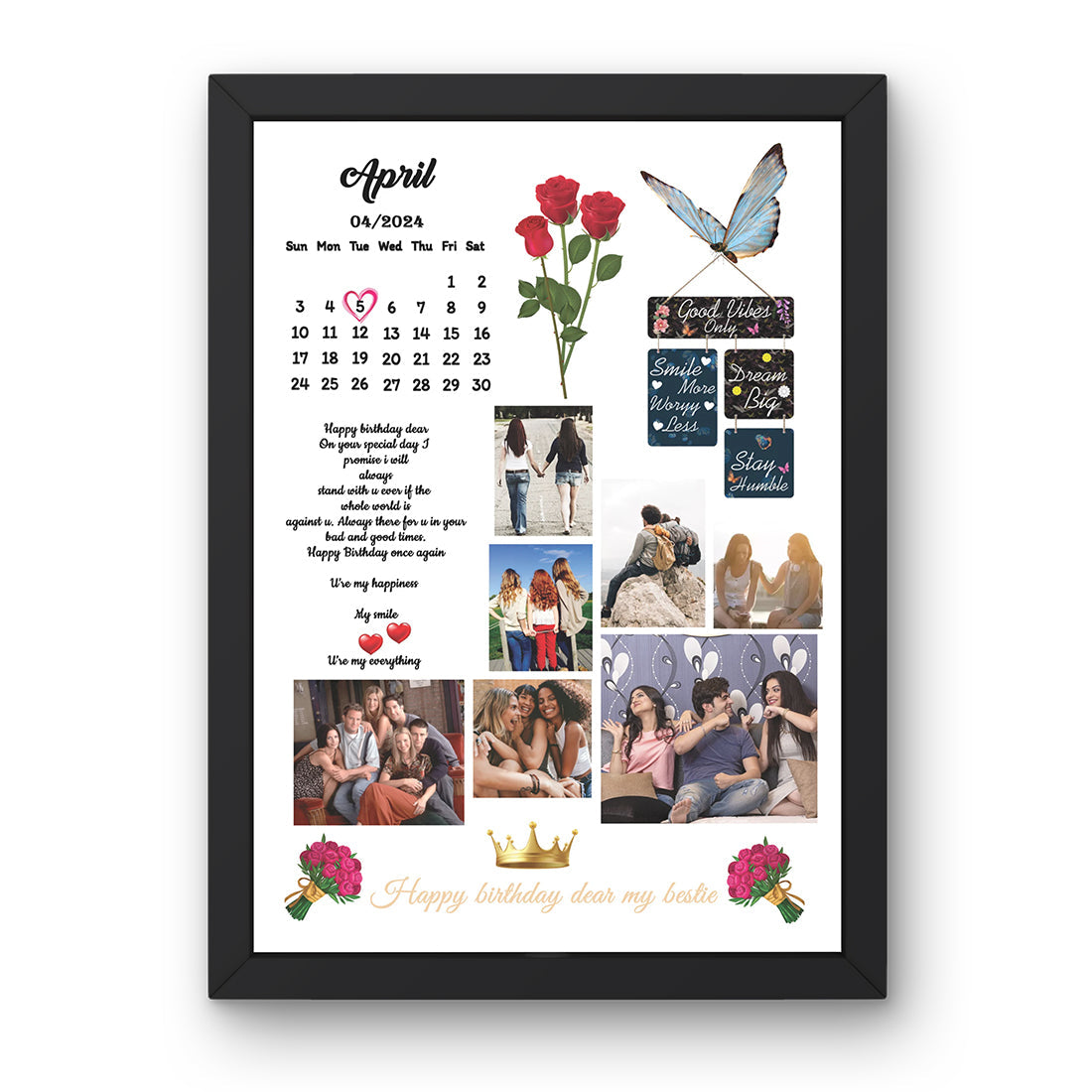 Personalized Viral Photo Collage With Calendar Date & Message- Customizable for Any Special Occasion