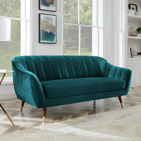 "Modern Teal Velvet Sofa – Stylish & Comfortable".