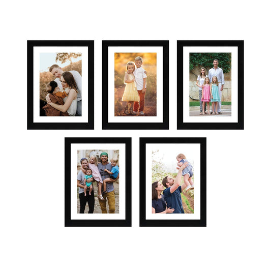 Personalized 5-in-1 Vertical Collage Photo Frame Set for Wall Decor – Black Finish (5 Photos, 8x10 inch)