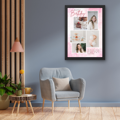 "Custom Birthday Photo Collage Gift - Personalized Milestone Celebration Print"