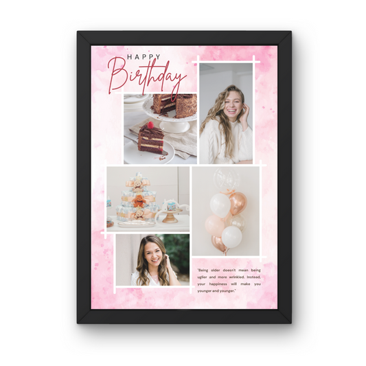 "Custom Birthday Photo Collage Gift - Personalized Milestone Celebration Print"